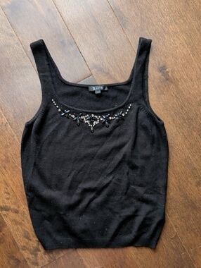 ii Sisters Black Embellished Knit Camisole